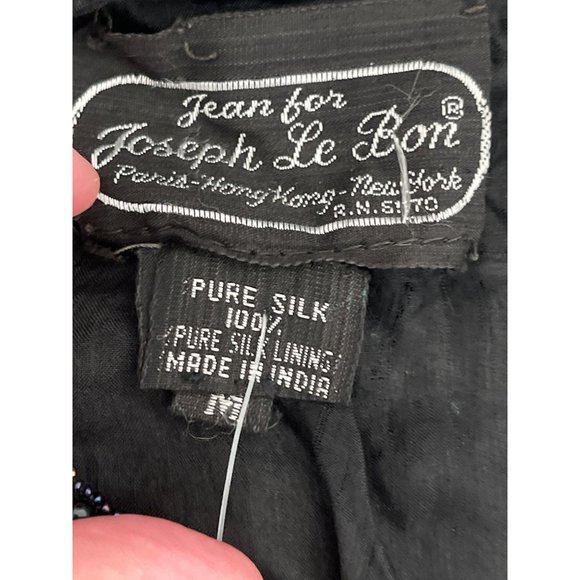 Vintage Jean for Joseph Le Bon Dress Black Beaded Sequined Pure Silk Dress M NWT - Picture 7 of 13